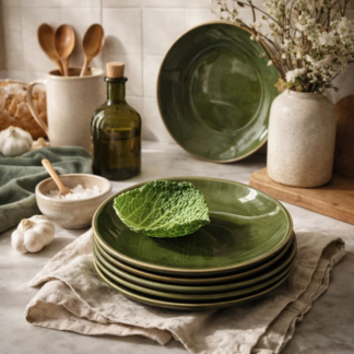 10 Round Stoneware Dinner Plate - Green