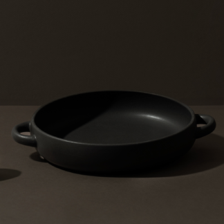 Black Stoneware Serving Platter w/ Handles