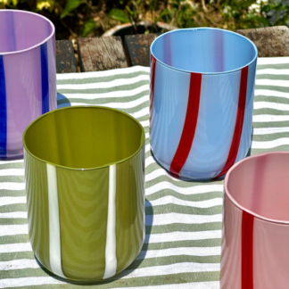 Bold Glass Striped Tumbler - Olive/White