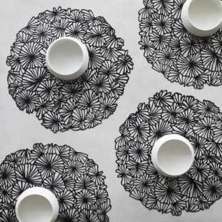 Chilewich Daisy 14 Placemat Set of 4 - Black