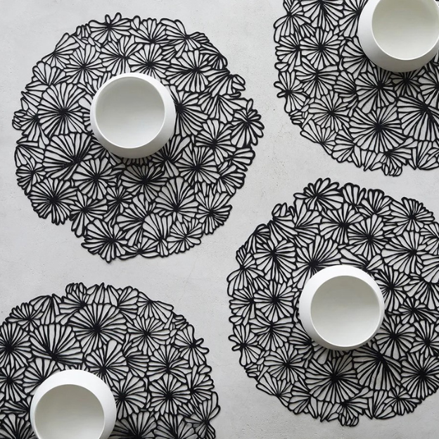 Chilewich Daisy 14 Placemat Set of 4 - Black