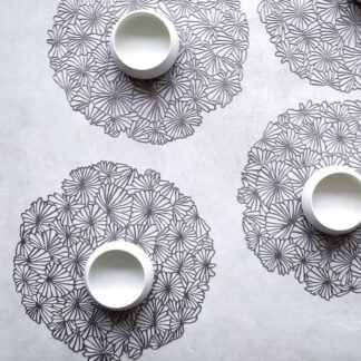 Chilewich Daisy 14 Placemat Set of 4 - Gunmetal